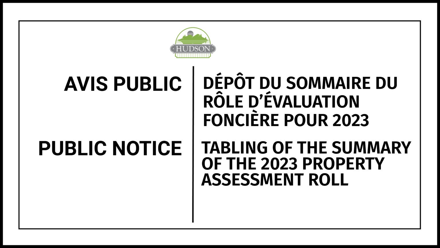 Avis public Dépôt du sommaire du rôle d'évaluation foncière pour 2023
