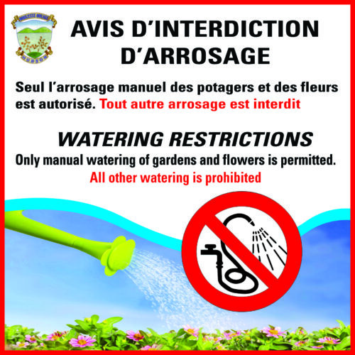 Interdiction d’arrosage en vigueur 31 mai 2023 Ville de Hudson